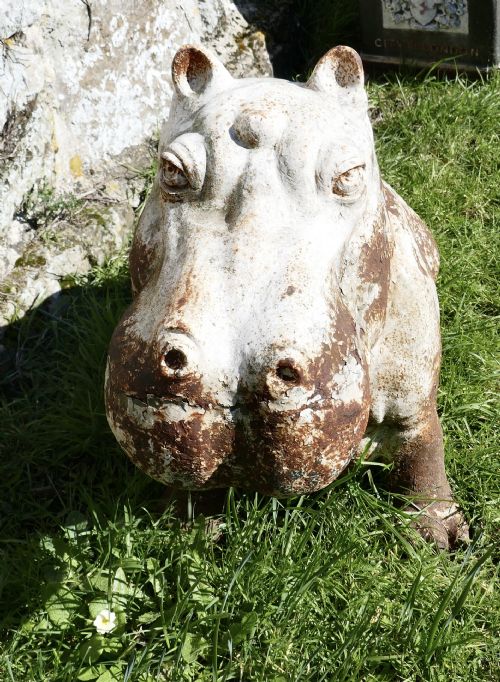 fig 2. Large Outdoor Weathered Cast Iron Hippopotamus