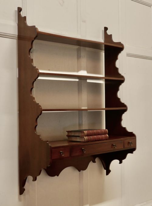 Georgian Style Wall Hanging Shelf with Drawers