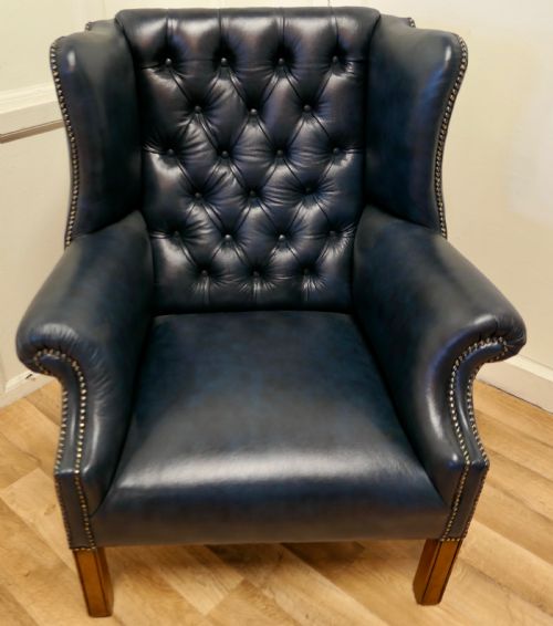 fig 1. Wing Back Leather Chesterfield Library Chair