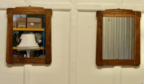 Delightful Pair of French Art Deco Golden Oak Mirrors