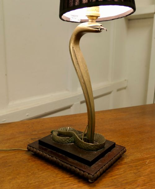 fig 2. Brass Table Lamp in the form of a Hissing King Cobra
