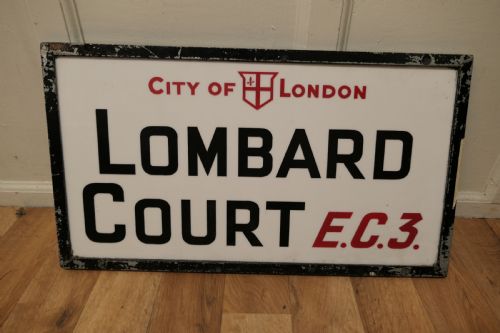 City of London Glass Edwardian Street Sign, Lombard Court E.c.3