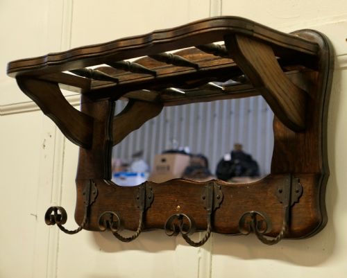 fig 2. French Oak Coat and Hat Rack with Mirror