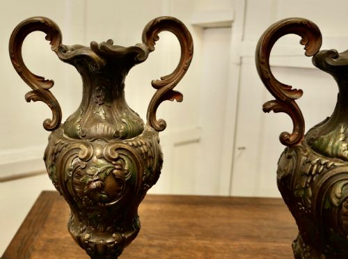 fig 2. A Pair of French 19th Century Neo Classical Bronzed Spelter Vases