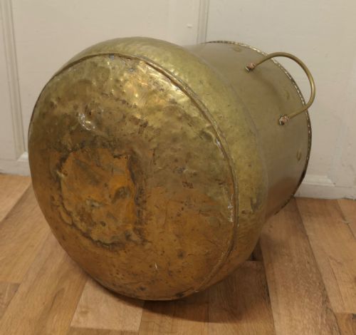 fig 3. Large French Arts and Crafts Beaten Brass Log Bin