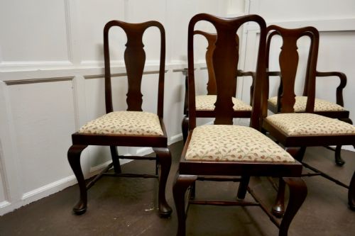 fig 1. A Set of 6 Queen Anne Style Mahogany Dining Chairs