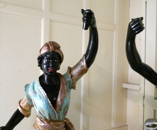fig 2. Life size Pair of 19th Century Italian Carved Wooden Statues