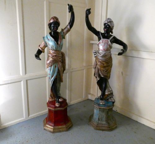 Life Size Pair of 19th Century Italian Carved Wooden Statues