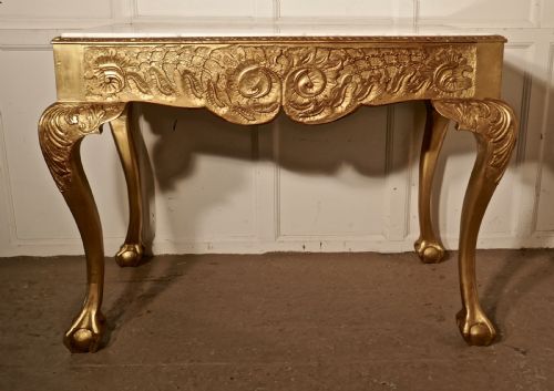 19th Century French Marble Top Gilt Console or Hall Table