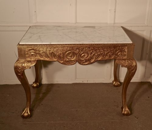 fig 1. 19th Century French Marble Top Gilt Console or Hall Table