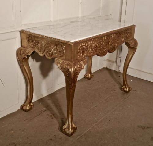 fig 2. 19th Century French Marble Top Gilt Console or Hall Table