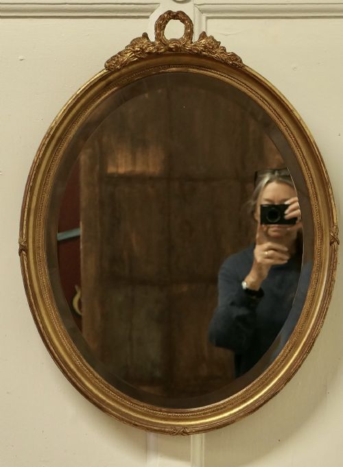 French Giltwood Oval Wall Mirror