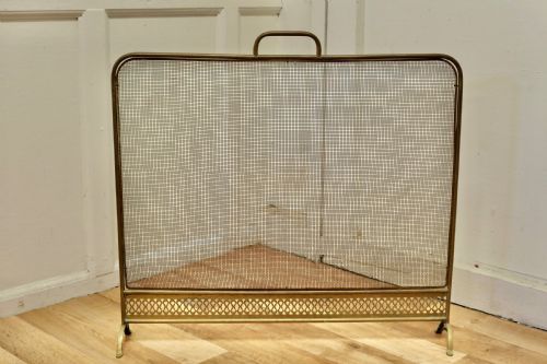 Large Brass Spark Screen Fire Guard
