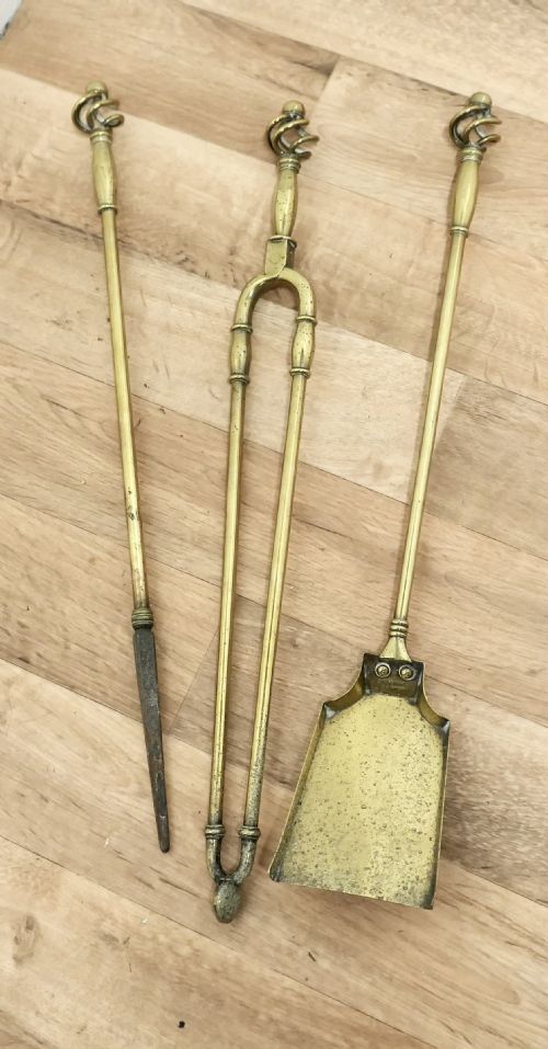 fig 1. 19th Century Set of Gothic Twist Fireside Tools