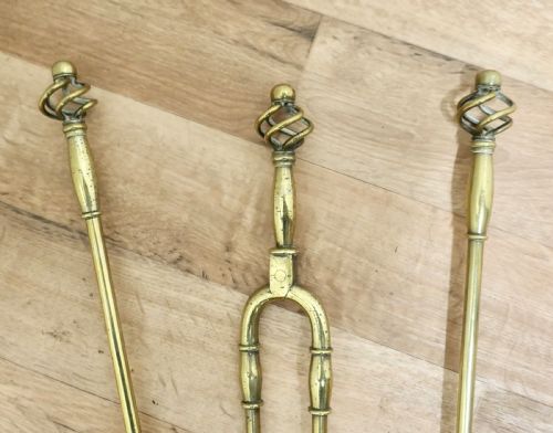 fig 2. 19th Century Set of Gothic Twist Fireside Tools