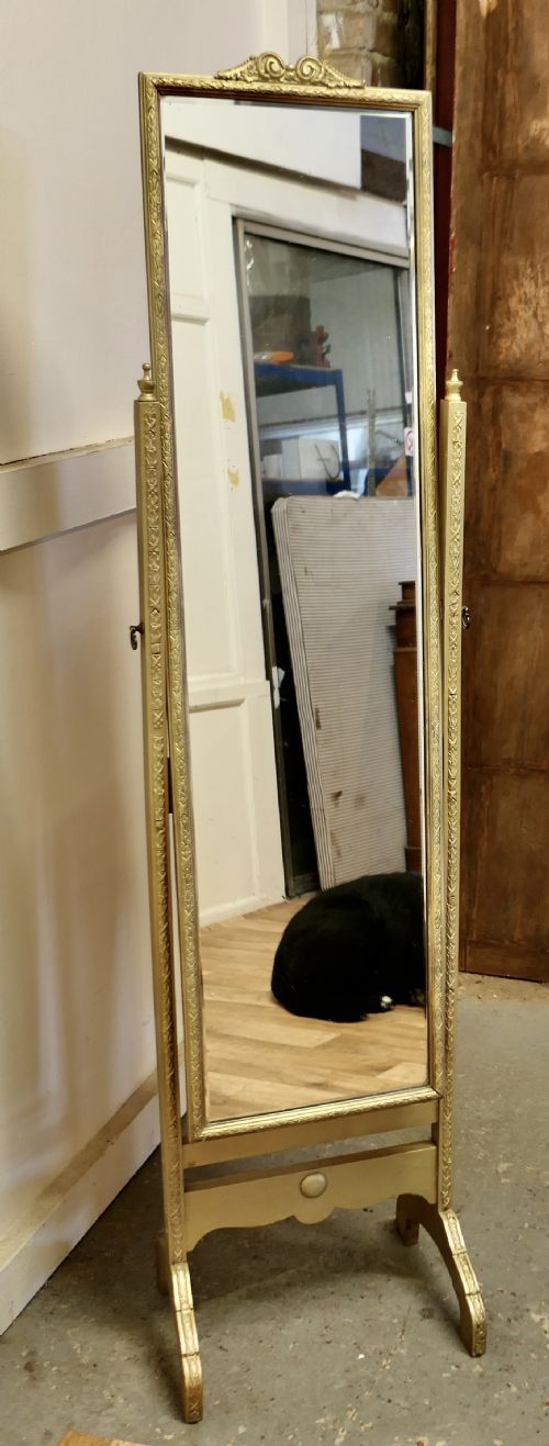 fig 1. A Superb Art Deco Rococo Style Gilt Cheval Dressing Mirror