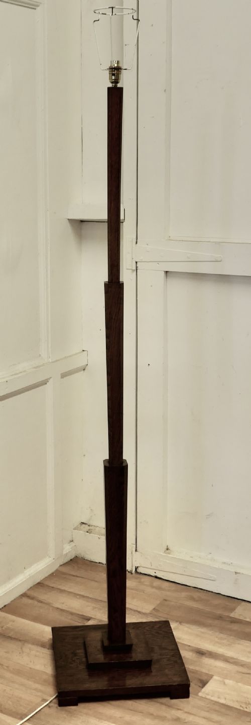fig 1. Art Deco Odeon Style Oak Standard or Floor Lamp