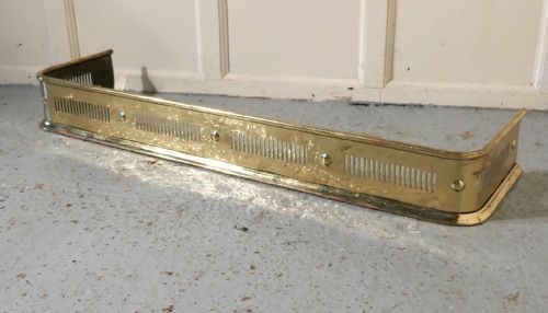 Long Victorian Pierced Brass Fender