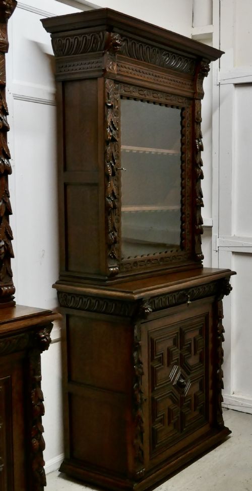 fig 3. A Pair of French Carved Gothic Oak Bookcases