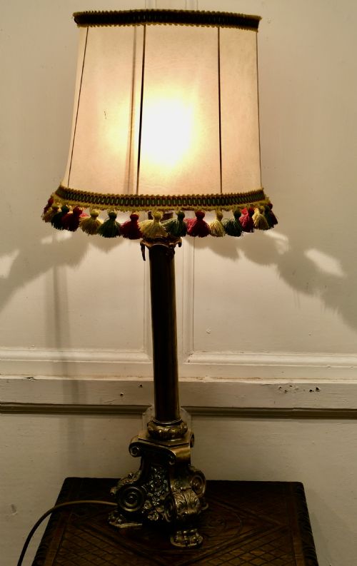fig 1. Heavy French Gothic Brass Table Lamp