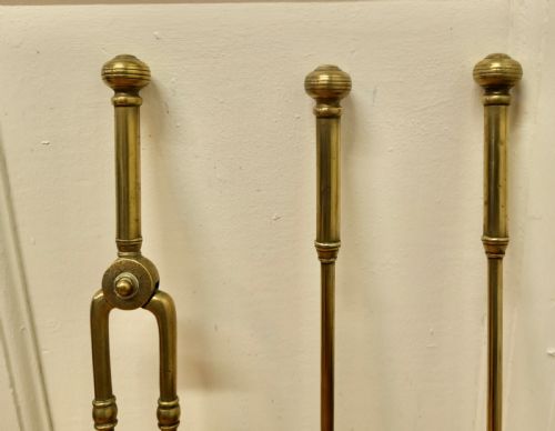 fig 1. 19th Century Set of Fireside Tools and a Coal Bucket