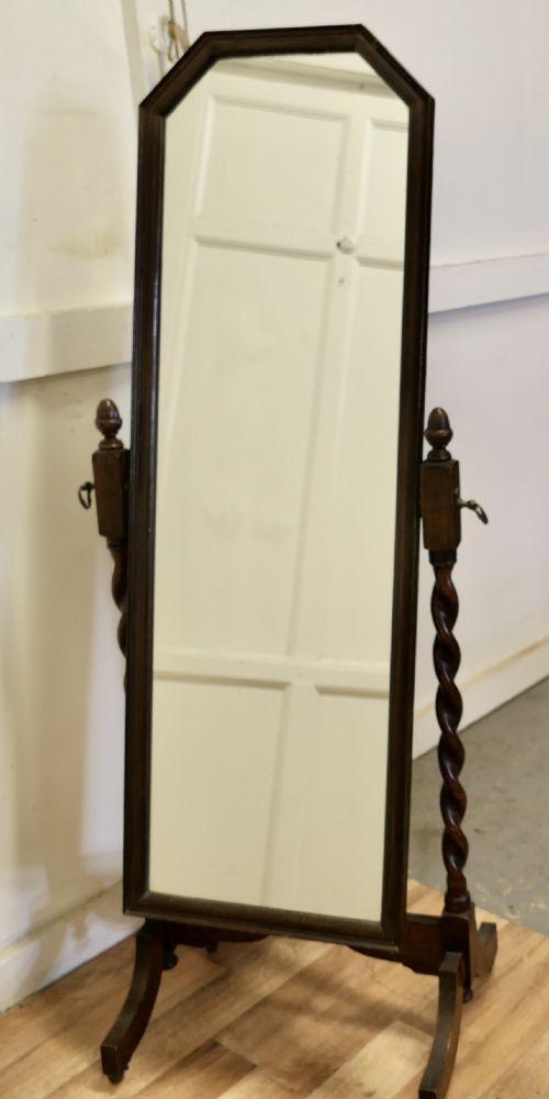 fig 1. Oak Barley Twist Cheval Mirror  