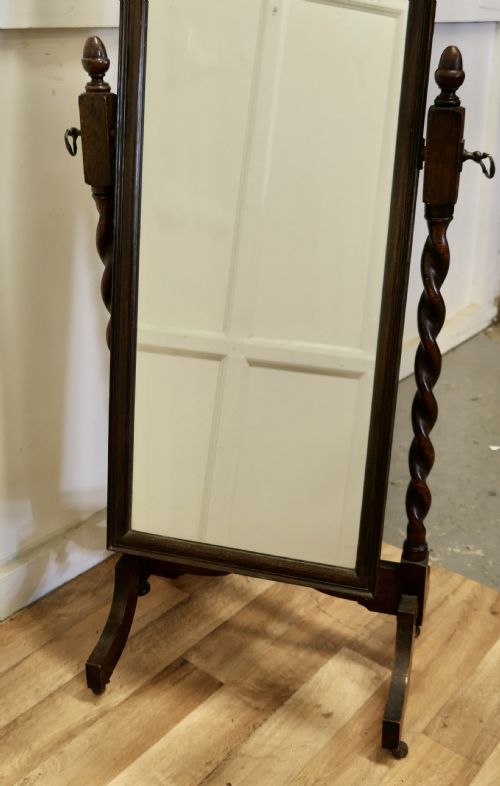 fig 2. Oak Barley Twist Cheval Mirror  