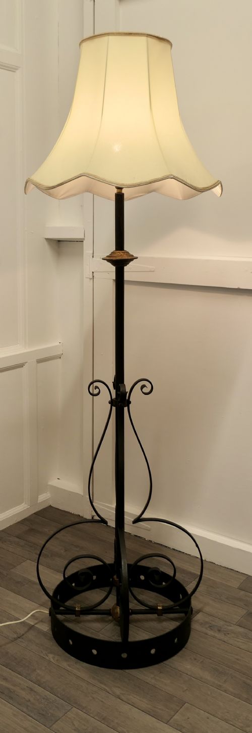 Wrought Iron Floor Lamp in the Arts and Crafts Gothic Style