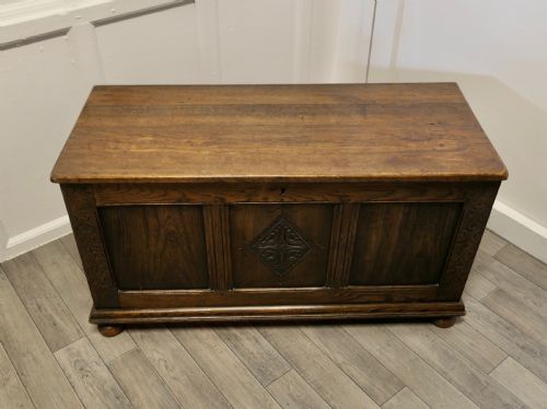 fig 2. Arts and Crafts Carved Panelled Oak Coffer 
