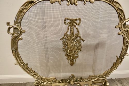 fig 2. A Superb French Brass Rococo Fire Guard, Spark screen