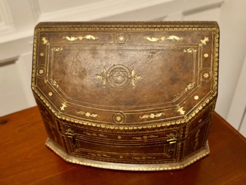 fig 1. French Tooled Leather Stationary or Letter Box