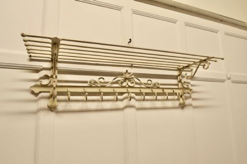 Long 9 Hook French Painted Iron Hat and Coat Rack