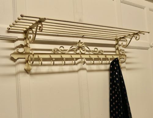 fig 1. Long 9 Hook French Painted Iron Hat and Coat Rack