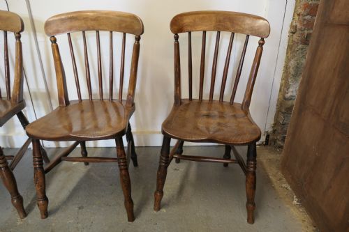 fig 2. Set of 4 Victorian Elm Seated Stick Back Kitchen Dining Chairs