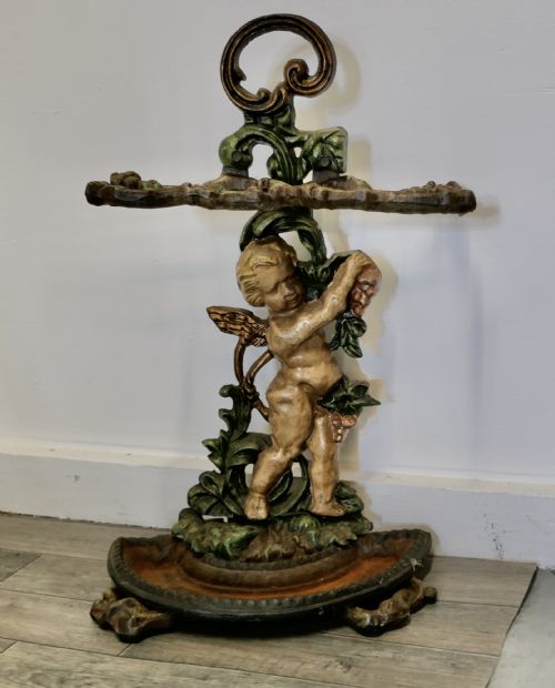 Cast Iron Cherub Umbrella or Stick  Stand