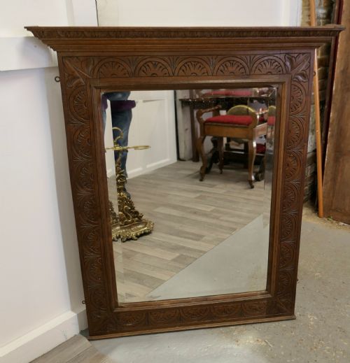 fig 1. A Very Large Carved Oak Overmantel or Wall Mirror