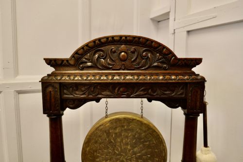 fig 1. A Large Gothic Carved Oak and Brass Dinner Gong