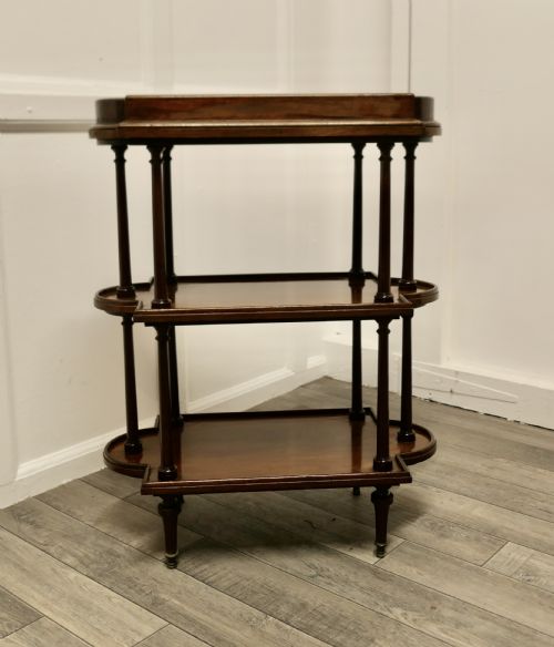 French Walnut 3 Tier Etagere or Occasional Table