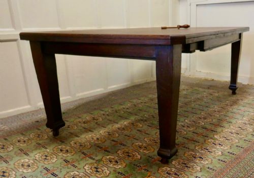 fig 1. Victorian Arts and Crafts Oak Wind Out Table, Extending Dining Table