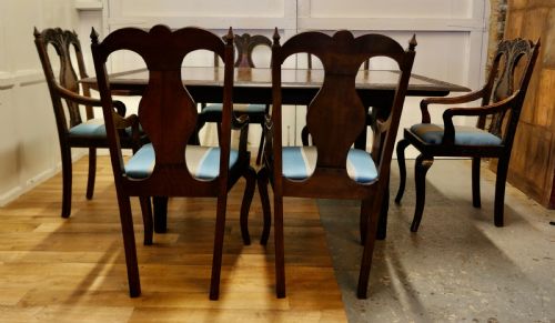 Carved Extending Table and 6 Matching Carver Chairs