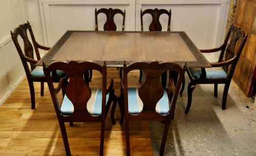 fig 1. Carved Extending Table and 6 Matching Carver Chairs