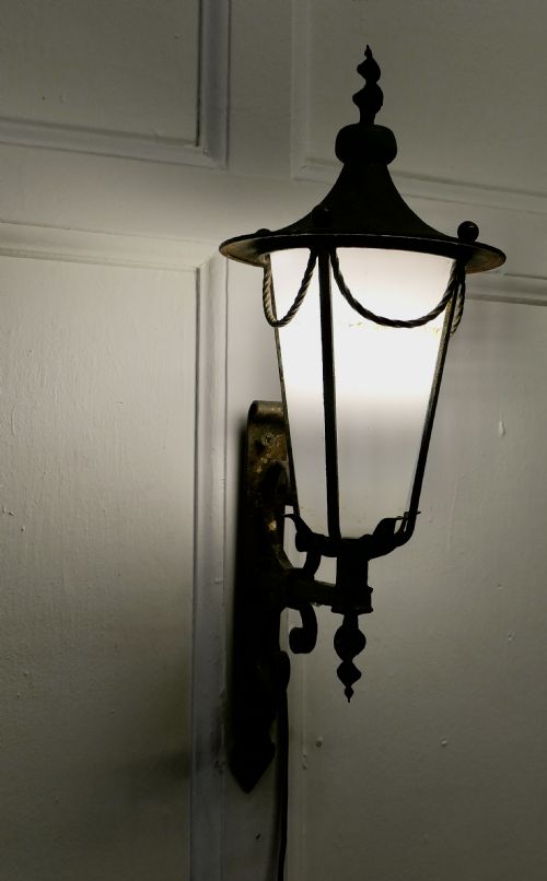 fig 1. Wrought Iron and Opaque Wall Lantern