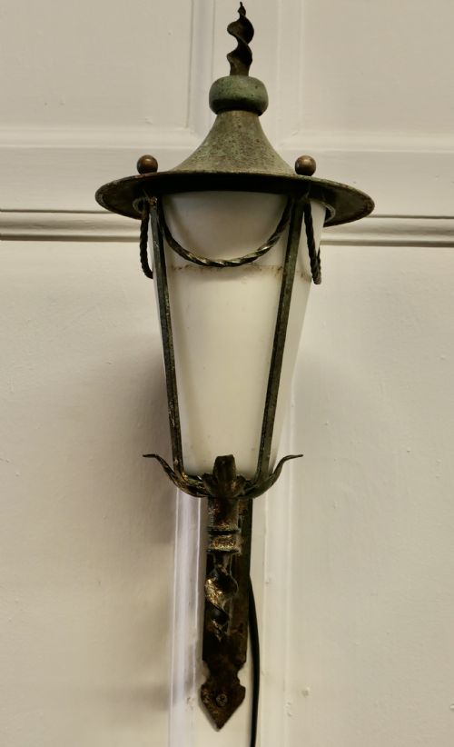 fig 2. Wrought Iron and Opaque Wall Lantern
