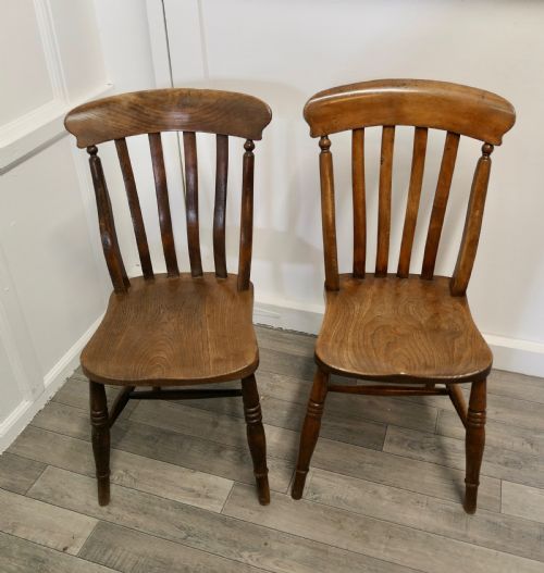 fig 1. A Pair of Victorian Slat Back Farmhouse Kitchen Chairs