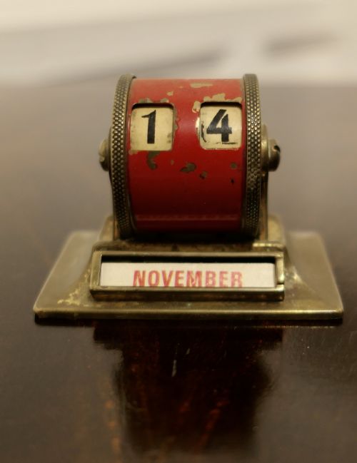 A Superb Painted Brass Perpetual Desk Calendar