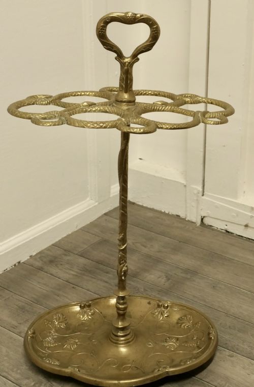 Entwined Snake Cast Iron Brass Walking Stick Stand