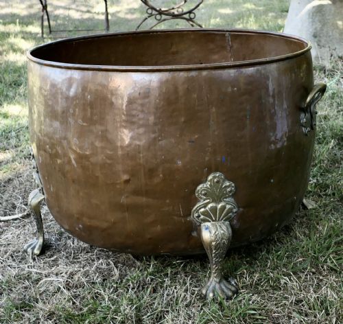Large 19th Century Arts and Crafts Copper Log Bin or Planter
