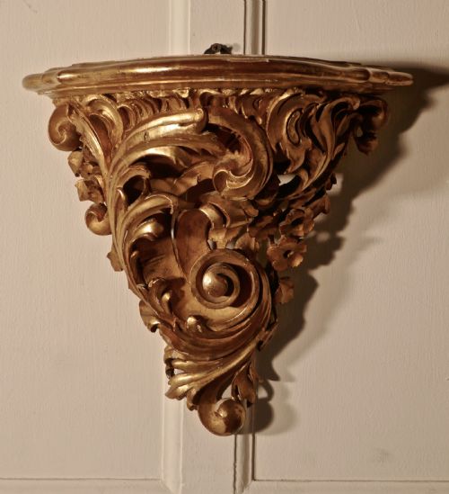 fig 2. Large 19th Century French Rococo Gilt Console Mirror and Wall Brackets Set