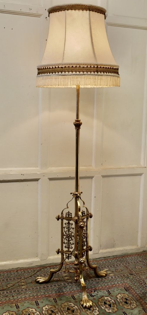 Superb French Brass Art Nouveau Telescopic Standard Lamp