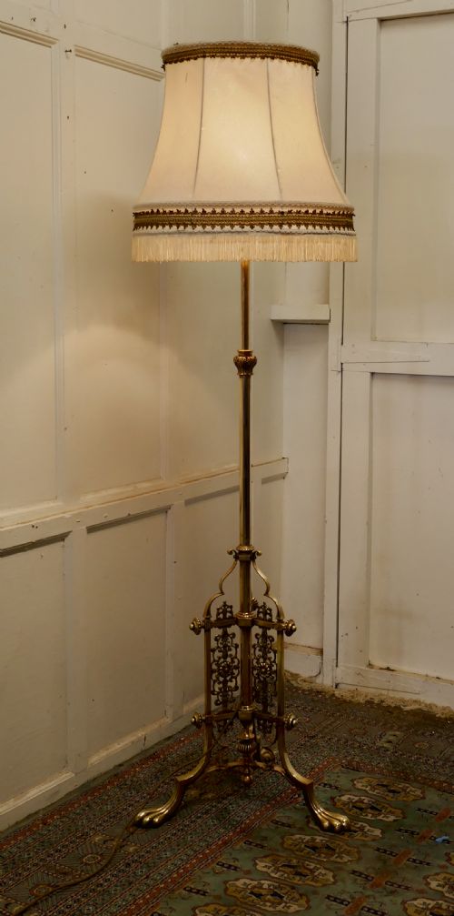fig 1. Superb French Brass Art Nouveau Telescopic Standard Lamp